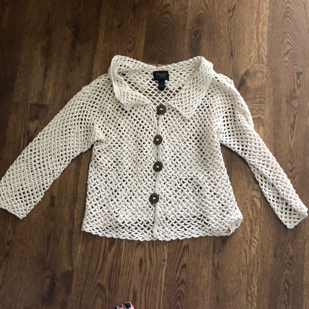 Cream hand-knitted cardigan